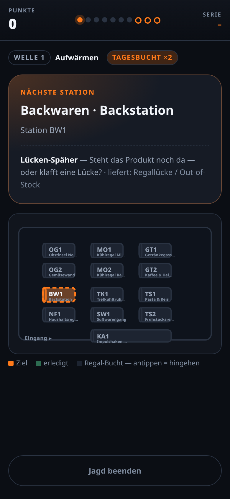 Marktjagd im Handy-Browser: Marktkarte mit der nächsten Station